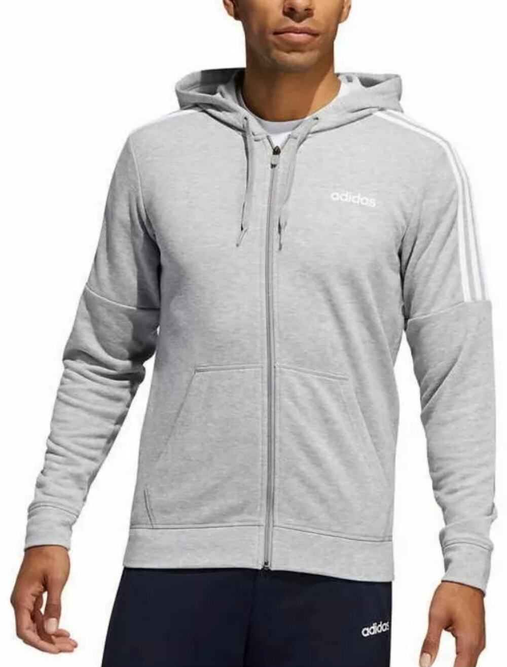 Adidas Men’s French Terry Gray Full Zip Sweatshirt Hoodie Size Large